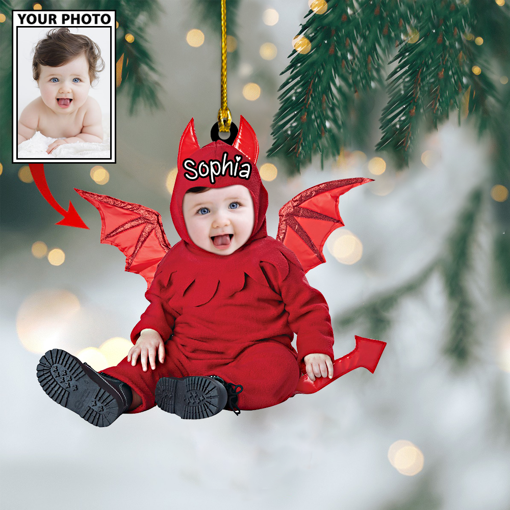 Ornament - Custom Baby Dragon Cute Photo With Name for Christmas Ornament LTP01