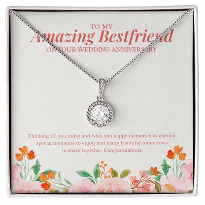 "Happy Memories to Cherish" Amazing Bestfriend Wedding Anniversary Necklace Gift From BFF Bestie Soul Sister Eternal Hope Pendant Jewelry Box
