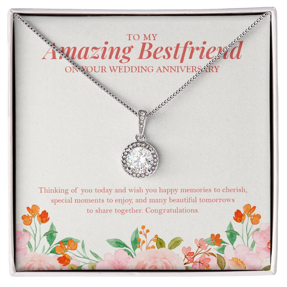 "Happy Memories to Cherish" Amazing Bestfriend Wedding Anniversary Necklace Gift From BFF Bestie Soul Sister Eternal Hope Pendant Jewelry Box