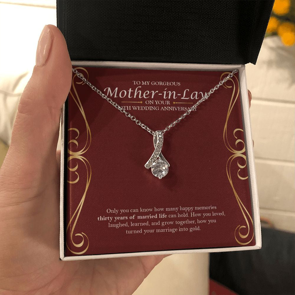 "Thirty Years Of Memories" Gorgeous Mother In Law 30th Wedding Anniversary Necklace Gift From Son-In-Law Daughter-In-Law Alluring Beauty Pendant Jewelry Box