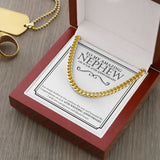"Prosperous And Blissful" Amazing Nephew 10th Wedding Anniversary Necklace Gift Cuban Link Chain Jewelry Box