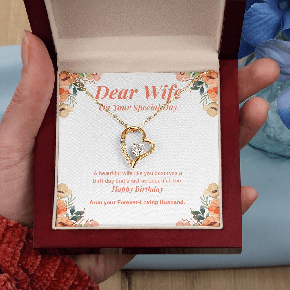 "Just As Beautiful Too" Wife Birthday Necklace Gift From Husband Forever Love Pendant Jewelry Box