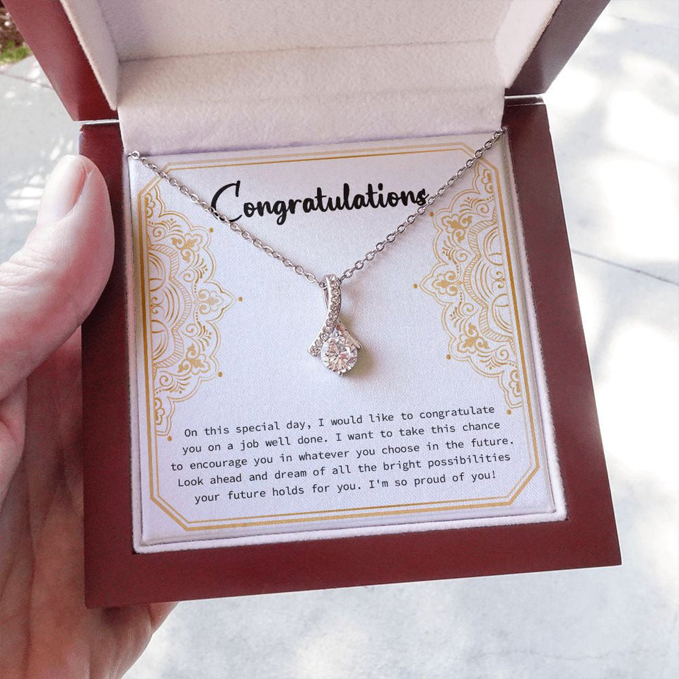 "Look Ahead And Dream" Graduation Necklace Gift From Parents Family Friends Alluring Beauty Pendant Jewelry Box