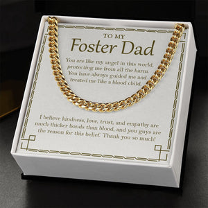 "Thicker Bonds Than Blood" Foster Dad Necklace Gift From Son Daughter Cuban Link Chain Jewelry Box Birthday Christmas Thanksgiving Valentines