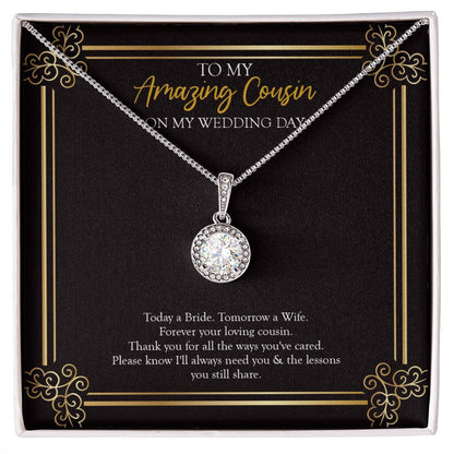 "Lessons You Share" Amazing Cousin Wedding Day Necklace Gift Eternal Hope Pendant Jewelry Box