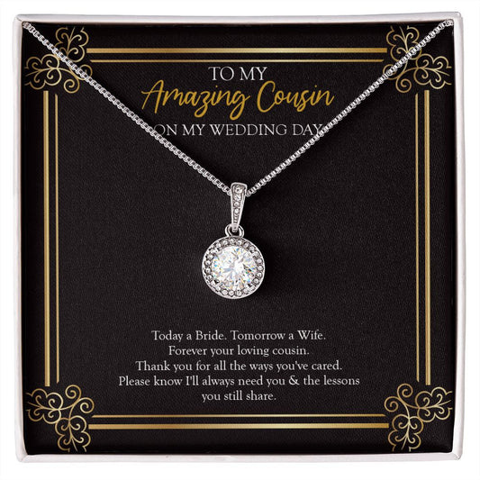 "Lessons You Share" Amazing Cousin Wedding Day Necklace Gift Eternal Hope Pendant Jewelry Box