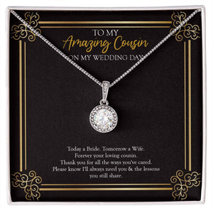 "Lessons You Share" Amazing Cousin Wedding Day Necklace Gift Eternal Hope Pendant Jewelry Box