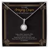 "Lessons You Share" Amazing Cousin Wedding Day Necklace Gift Eternal Hope Pendant Jewelry Box