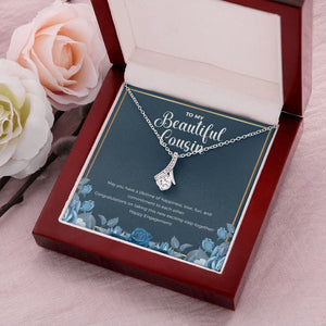 "Lifetime Of Happiness" Beautiful Cousin Engagement Necklace Gift Alluring Beauty Pendant Jewelry Box