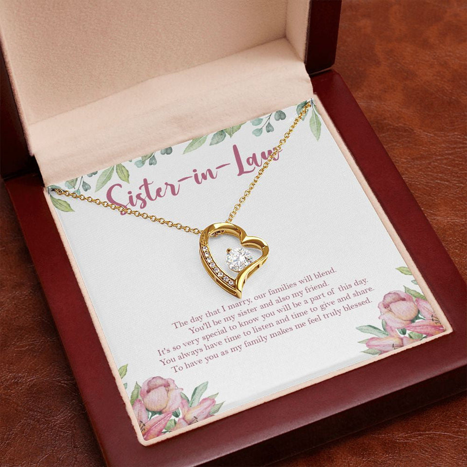 "Truly Blessed" Sister In Law Necklace Gift From Sister-In-Law Forever Love Pendant Jewelry Box Birthday Christmas Thanksgiving Valentines