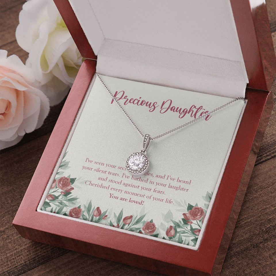 "Cherish Every Moment" Precious Daughter Necklace Gift From Mom Dad Eternal Hope Pendant Jewelry Box Christmas Birthday Thanksgiving New Year