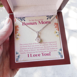 "Two Hearts" Beautiful Bonus Mom Necklace Gift From Daughter Son Alluring Beauty Pendant Jewelry Box Birthday Thanksgiving Mothers Day Christmas