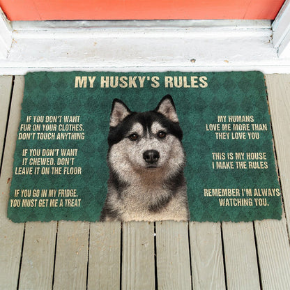 3D Husky'S Rules Doormat