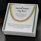 "Behind Every Student" Amazing Teacher Brother Necklace Gift From Sister Sibling Cuban Link Chain Jewelry Box Promotion Teachers Day Retirement Birthday