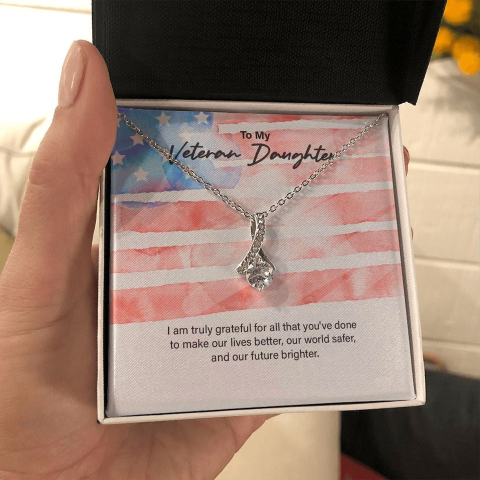 "You Make Our Lives Better" Veteran Daughter Necklace Gift From Mom Dad Alluring Beauty Pendant Jewelry Box Deployment Veterans Day Thanksgiving