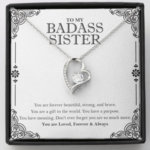 "You are so much more" Badass Sister Necklace Gift From Brother Sis Forever Love Pendant Jewelry Box Birthday Christmas Valentines New Year