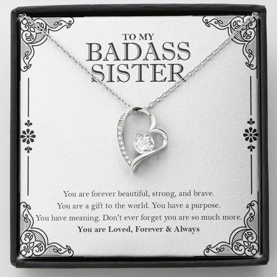 "You are so much more" Badass Sister Necklace Gift From Brother Sis Forever Love Pendant Jewelry Box Birthday Christmas Valentines New Year