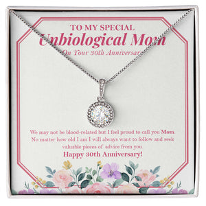 "Not Blood Related" Special Unbiological Mom 30th Wedding Anniversary Necklace Gift From Daughter Son Eternal Hope Pendant Jewelry Box