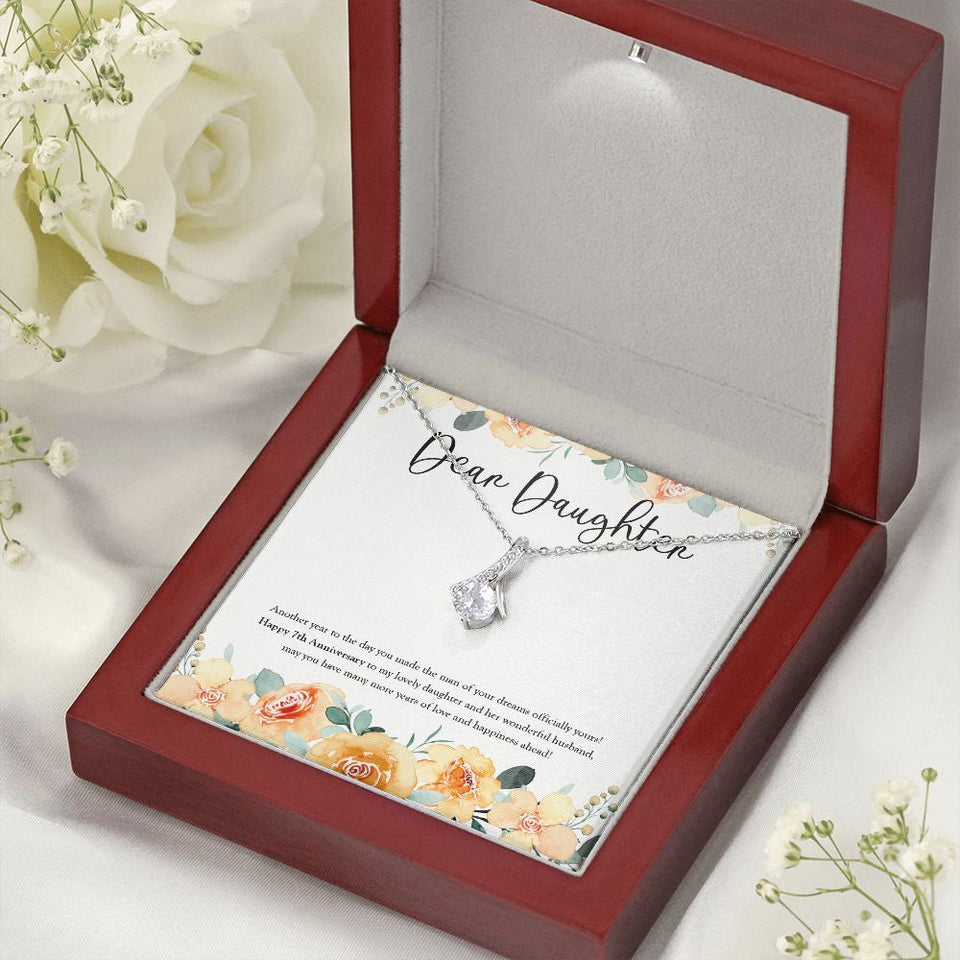 "The Man Of Your Dreams" Daughter 7th Wedding Anniversary Necklace Gift From Mom Dad Parents Alluring Beauty Pendant Jewelry Box