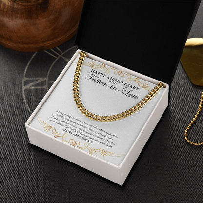 "Influencer Of Our Marriage" Father In Law Wedding Anniversary Necklace Gift From Daughter-In-Law Son-In-Law Cuban Link Chain Jewelry Box
