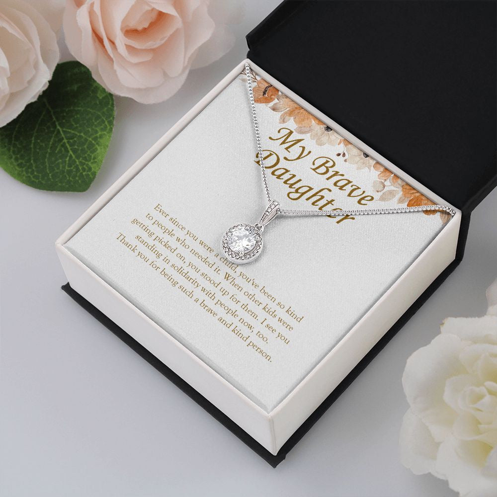 "Standing In Solidarity" Brave Daughter Necklace Gift From Mom Dad Eternal Hope Pendant Jewelry Box Birthday Graduation Christmas Wedding