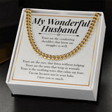 "I Am Me Because Of You" Wonderful Husband Necklace Gift From Wife Cuban Link Chain Jewelry Box Birthday Anniversary Valentines Christmas