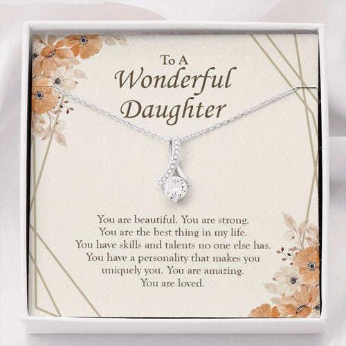 "Best Thing In Life" Wonderful Daughter Necklace Gift From Mom Dad Alluring Beauty Pendant Jewelry Box Birthday Christmas Graduation Valentines