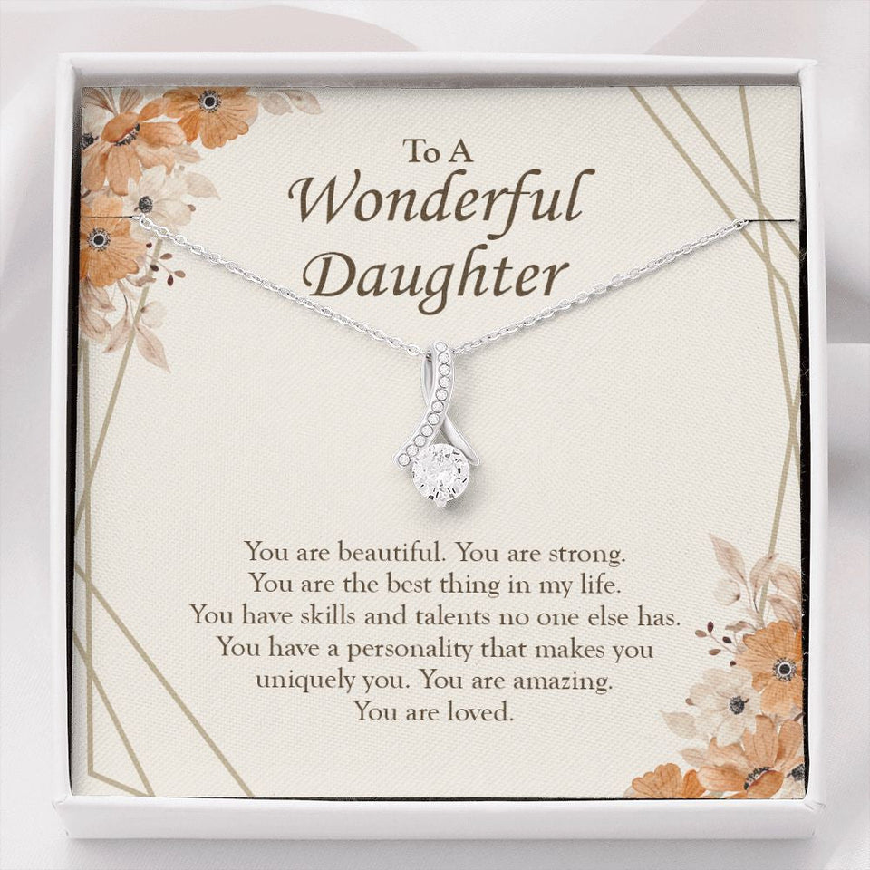 "Best Thing In Life" Wonderful Daughter Necklace Gift From Mom Dad Alluring Beauty Pendant Jewelry Box Birthday Christmas Graduation Valentines