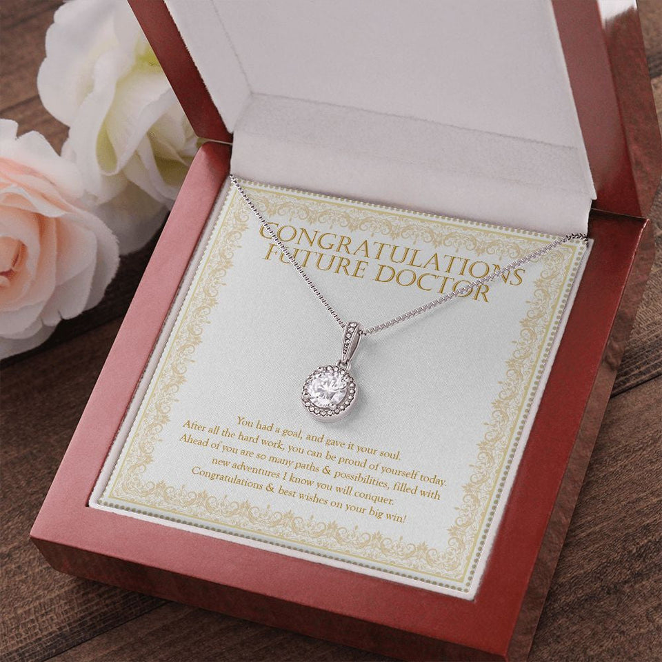 "Proud Of Yourself" Future Doctor Graduation Necklace Gift From Mom Dad Friends Classmates Grandparents Eternal Hope Pendant Jewelry Box