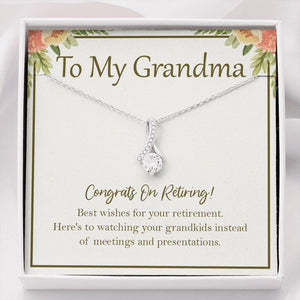 "Meetings And Presentations" Grandma Retirement Necklace Gift From Granddaughter Grandson Grandkids Alluring Beauty Pendant Jewelry Box