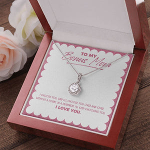 "Choose you over" Bonus Mom Necklace Gift From Daughter Son Eternal Hope Pendant Jewelry Box Mothers Day Birthday Christmas Valentines