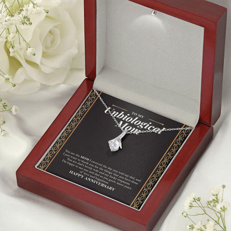 "Grow More Years Of Love" Unbiological Mom Wedding Anniversary Necklace Gift From Daughter Son Alluring Beauty Pendant Jewelry Box