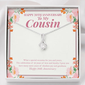 "Years Of Love And Loyalty" Cousin 20th Wedding Anniversary Necklace Gift Alluring Beauty Pendant Jewelry Box