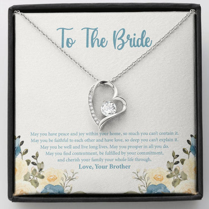 "Fulfilled By Commitment" Bride Wedding Day Necklace Gift From Brother Forever Love Pendant Jewelry Box