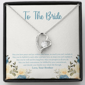 "Fulfilled By Commitment" Bride Wedding Day Necklace Gift From Brother Forever Love Pendant Jewelry Box