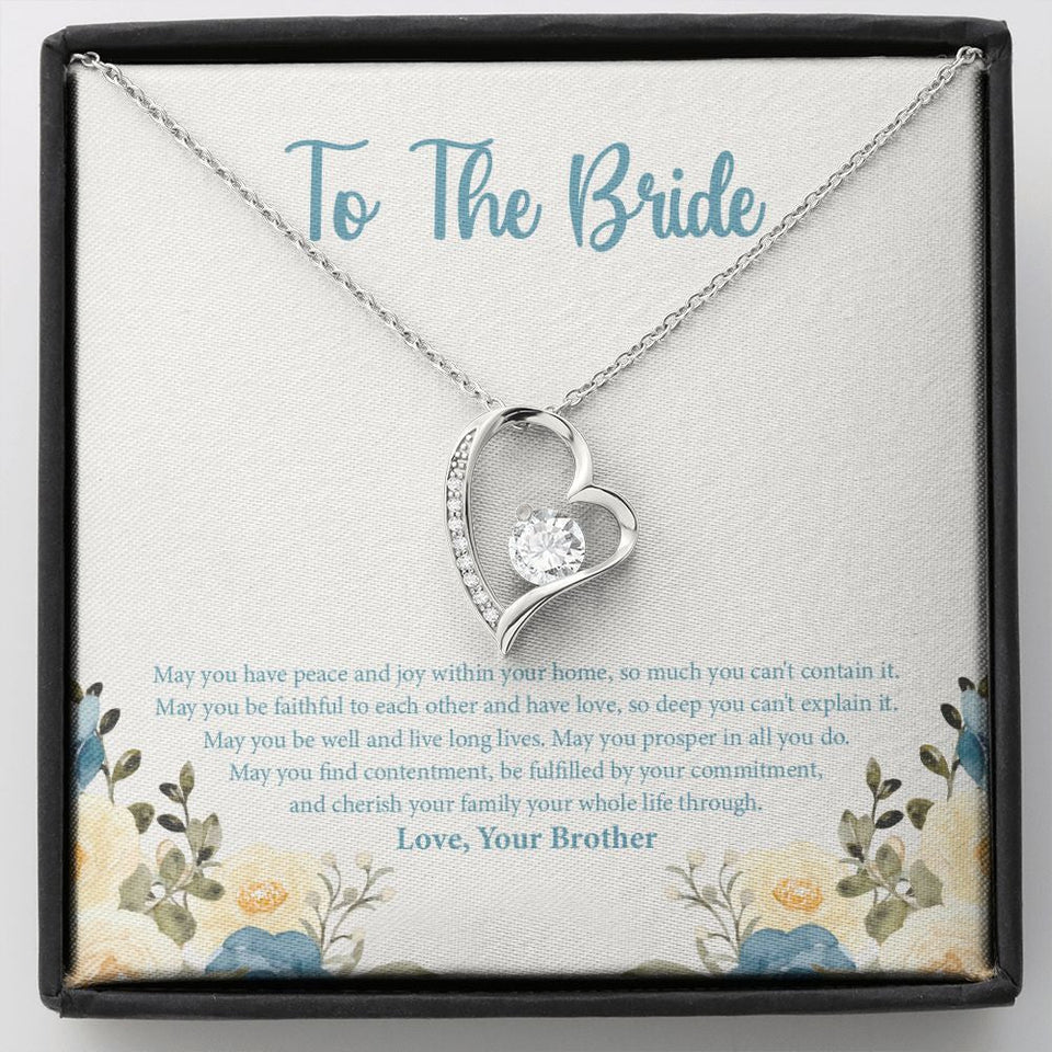 "Fulfilled By Commitment" Bride Wedding Day Necklace Gift From Brother Forever Love Pendant Jewelry Box