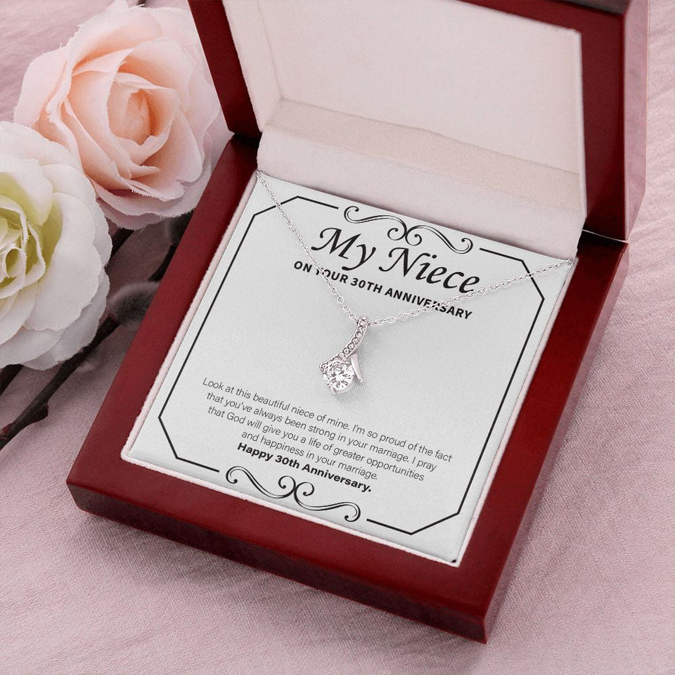 "Strong In Marriage" Niece 30th Wedding Anniversary Necklace Gift From Aunt Uncle Alluring Beauty Pendant Jewelry Box