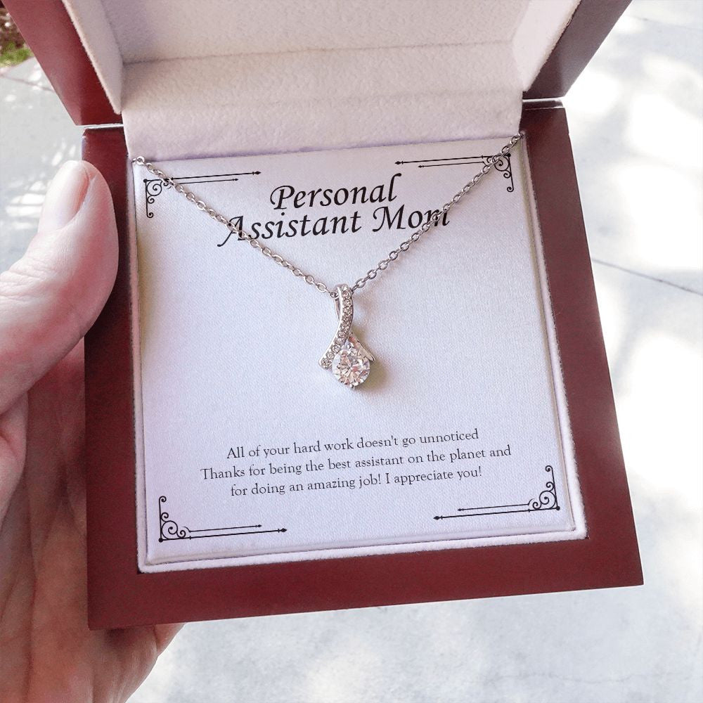 "Work Doesn't Go Unnoticed" Personal Assistant Mom Necklace Gift From Daughter Son Alluring Beauty Pendant Jewelry Box Work Anniversary Christmas Birthday