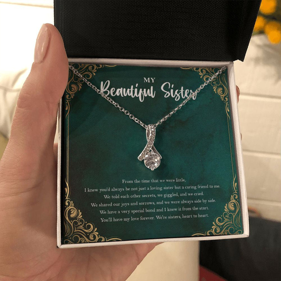 "Caring Friend" Beautiful Sister Necklace Gift From Brother Sis Alluring Beauty Pendant Jewelry Box Birthday Christmas Valentines New Year