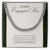 "In A World Of Strangers" Son Engagement Necklace Gift From Dad Cuban Link Chain Jewelry Box