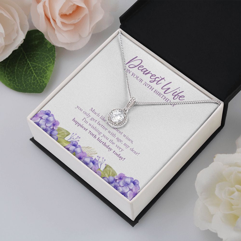 "Finest Of Wines" Wife 70th Birthday Necklace Gift From Husband Eternal Hope Pendant Jewelry Box