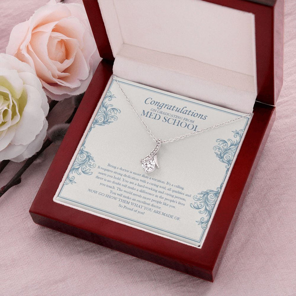 "What You Are Made Of" Medical School Graduation Necklace Gift From Mom Dad Family Friend Teacher Alluring Beauty Pendant Jewelry Box