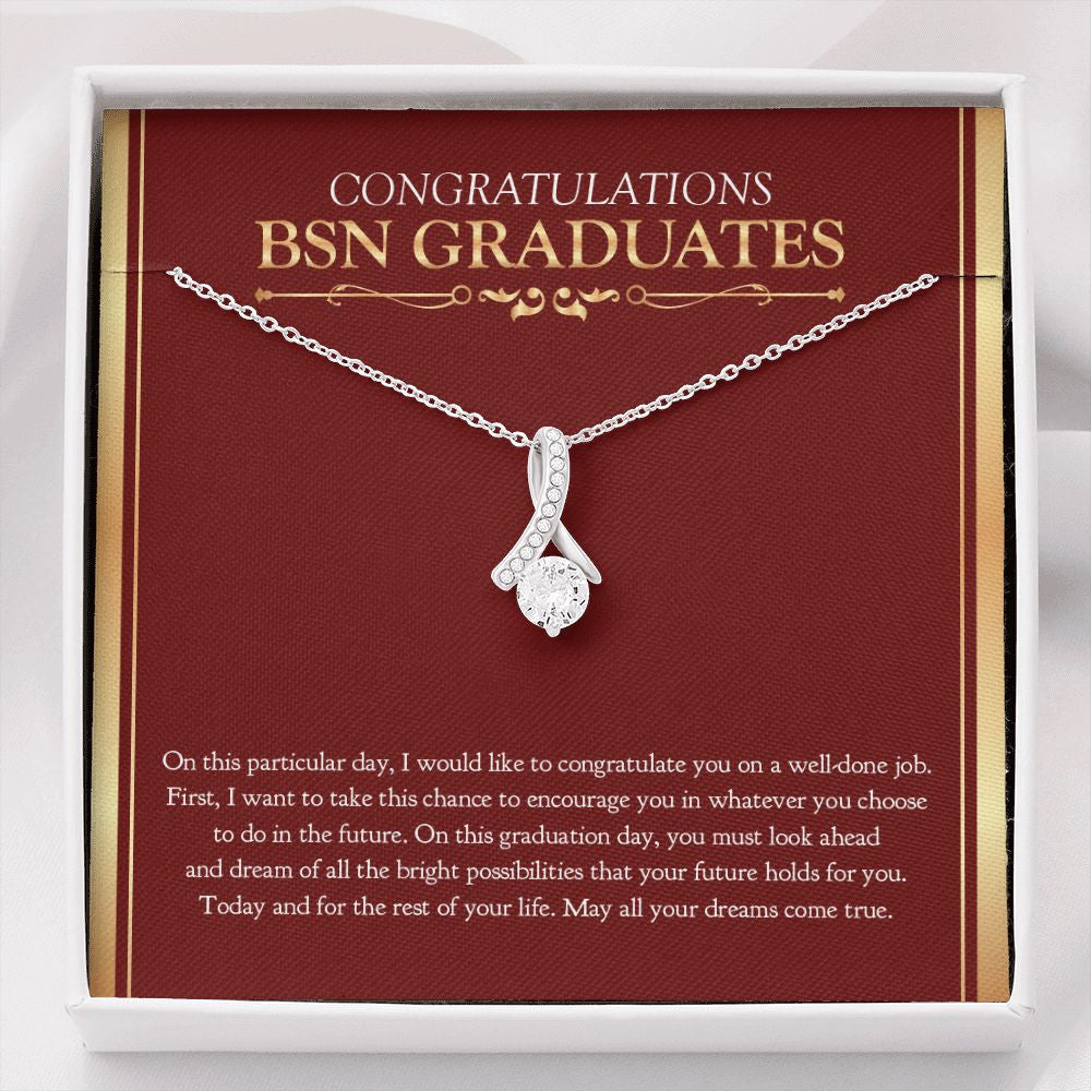 "Dreams Come True" BSN Graduation Necklace Gift From Mom Dad Teachers Bestfriend Family Alluring Beauty Pendant Jewelry Box