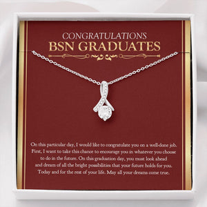 "Dreams Come True" BSN Graduation Necklace Gift From Mom Dad Teachers Bestfriend Family Alluring Beauty Pendant Jewelry Box