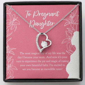 "Most Magical Day Of Your Life" Pregnant Daughter Necklace Gift From Mom Dad Forever Love Pendant Jewelry Box Baby Shower