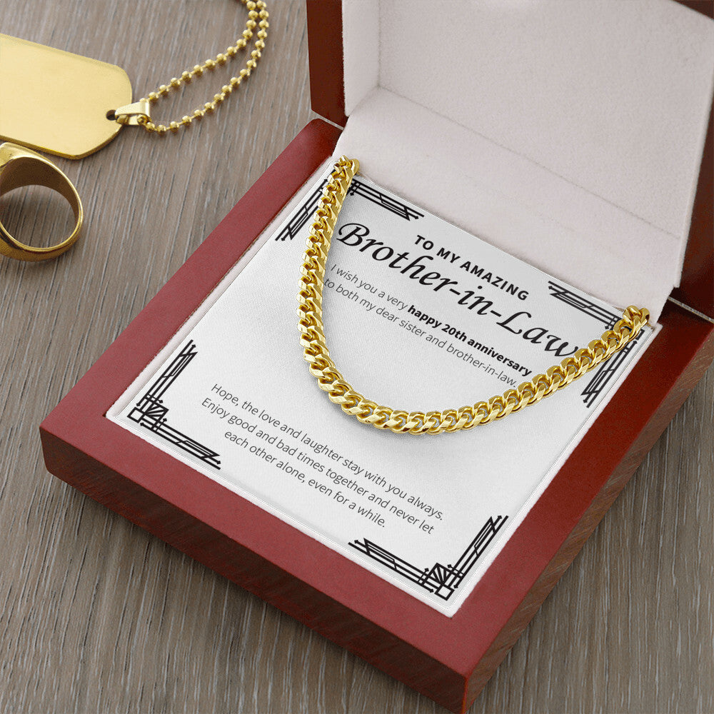 "Love Stays With You" Amazing Brother In Law 20th Wedding Anniversary Necklace Gift From Sister-In-Law Brother-In-Law Cuban Link Chain Jewelry Box