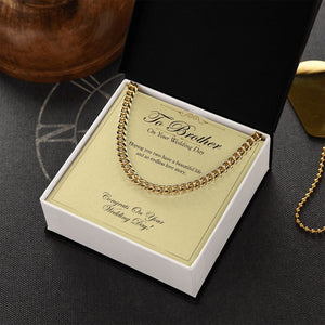 "Endless Love Story" Brother Wedding Day Necklace Gift From Sister Sibling Cuban Link Chain Jewelry Box