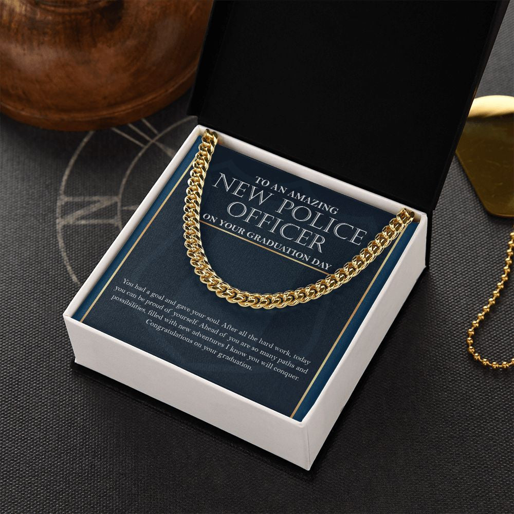 "Gave Your Soul" Amazing New Police Officer Graduation Necklace Gift From Mom Dad Grandparents Bestfriend Cuban Link Chain Jewelry Box