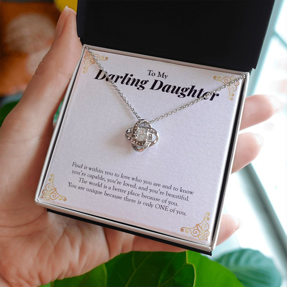 "Only One You" Darling Daughter Necklace Gift From Mom Dad Forever Love Pendant Jewelry Box Birthday Christmas Graduation Wedding