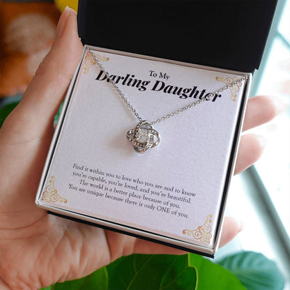 "Only One You" Darling Daughter Necklace Gift From Mom Dad Forever Love Pendant Jewelry Box Birthday Christmas Graduation Wedding